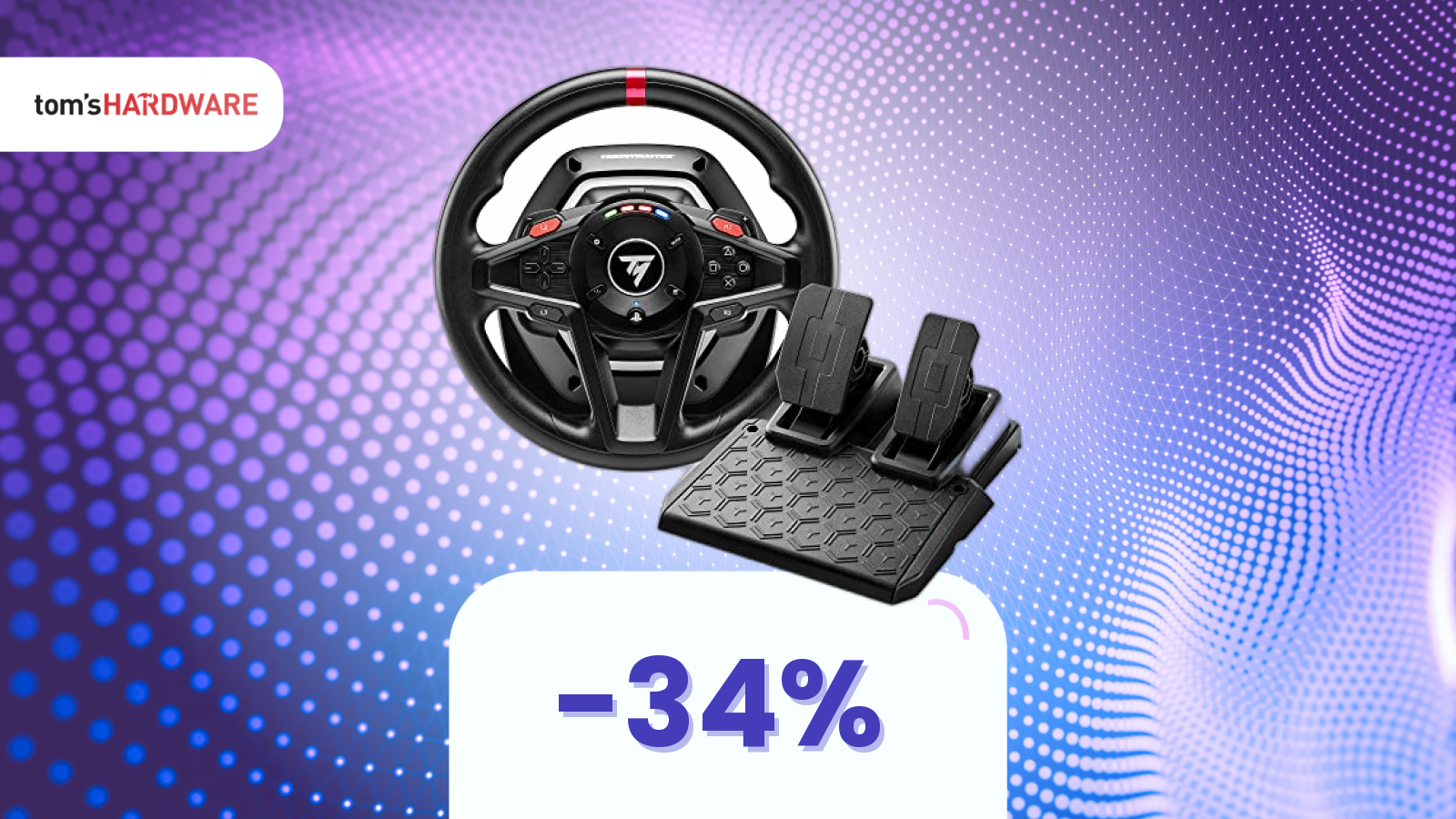 Il miglior volante per iniziare è il Thrustmaster T128, e oggi costa il 34% in meno!