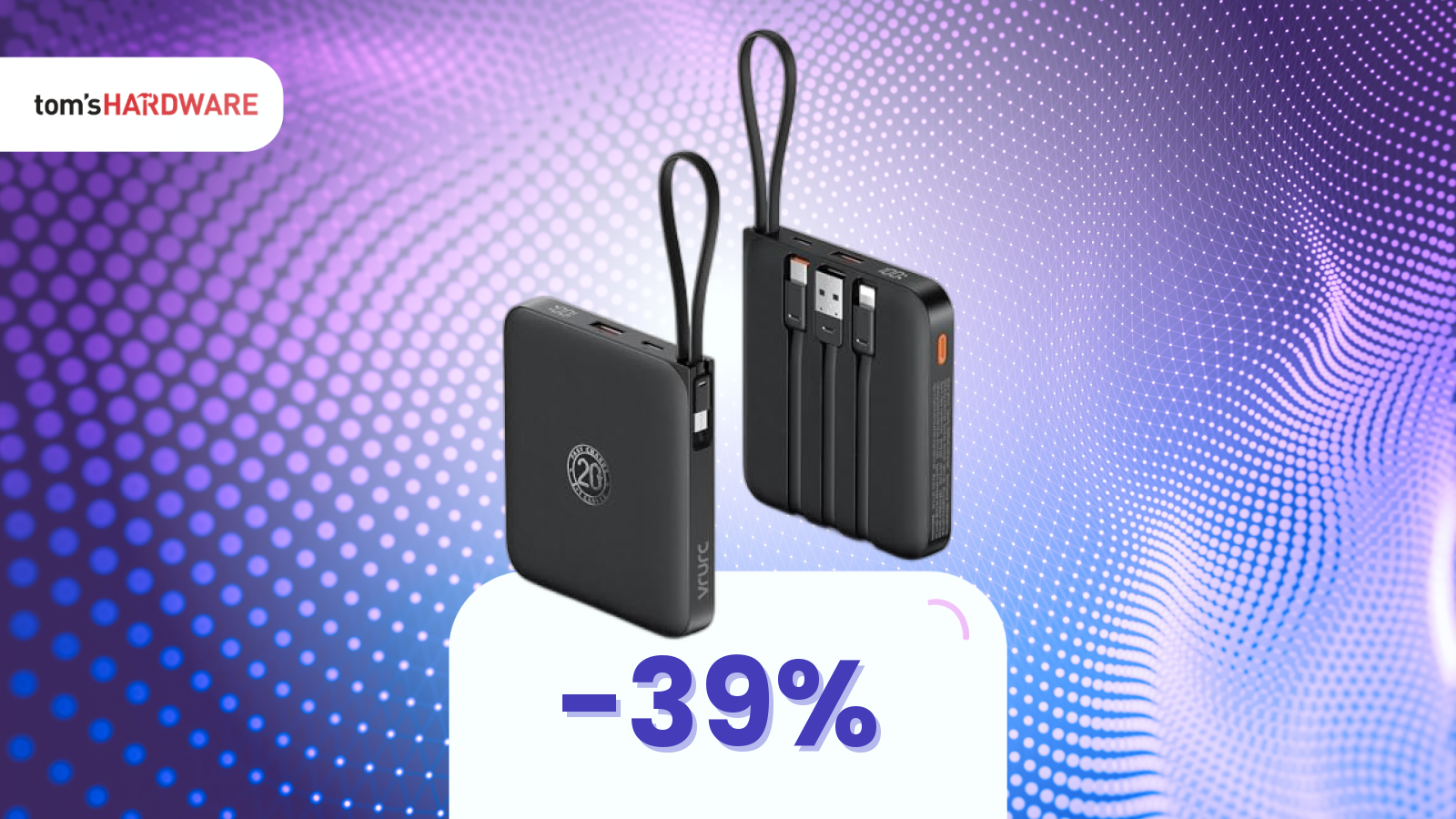 Tutti i tuoi dispositivi carichi: powerbank con 4 cavi a soli 15€