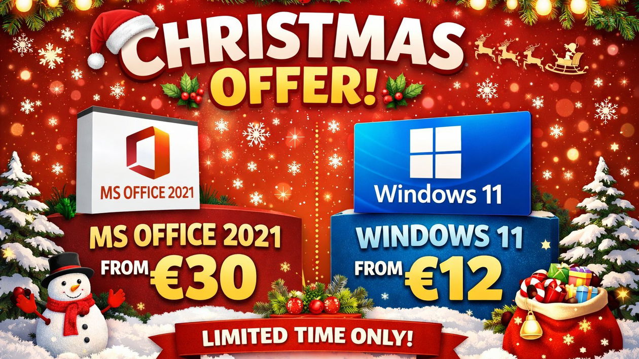 Immagine di Regali di Natale al miglior prezzo con Windows 11 e Office 2021 a partire da soli 12€