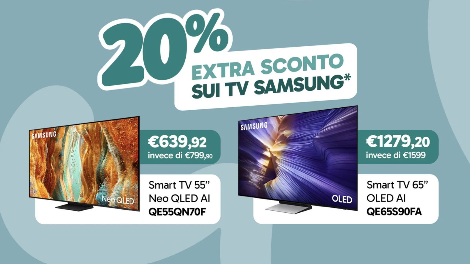 Grande weekend Unieuro: -20% EXTRA sulle TV Samsung