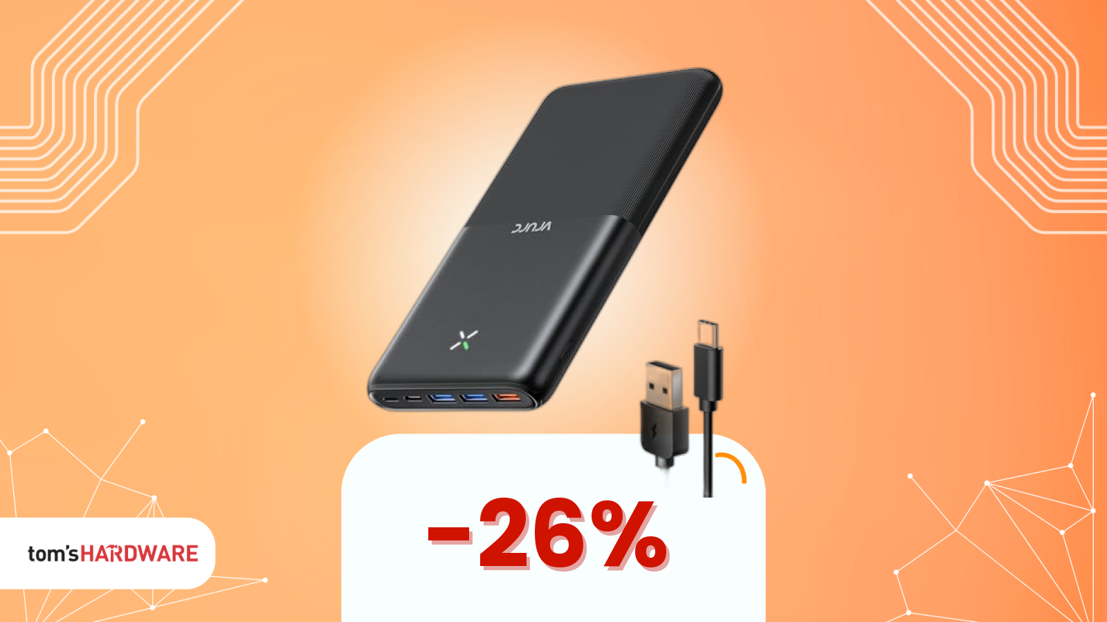 Sì, questa powerbank arriva a 30.000 mAh ed è più compatta di quanto immagini