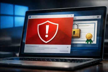 Defender scambia DigiCert per malware su Windows Computer Windows generico con schermata astratta di sicurezza e certificati digitali senza testo leggibile