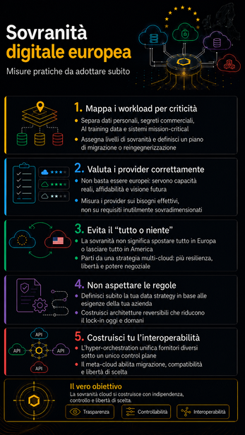 Tech Sovereignty Package - infografica Infografica sui quattro livelli del Cloud and AI Development Act e le componenti del Tech Sovereignty Package