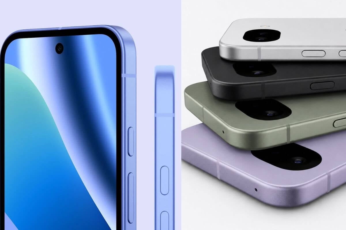 Smartphone Google Pixel 11a su sfondo neutro con evidenziazione schermo e specifiche tecniche