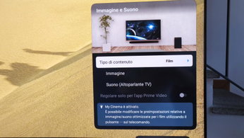 Sony BRAVIA 7 II, menu Immagine e Suono Il pannello rapido My Cinema con le regolazioni di immagine e suono