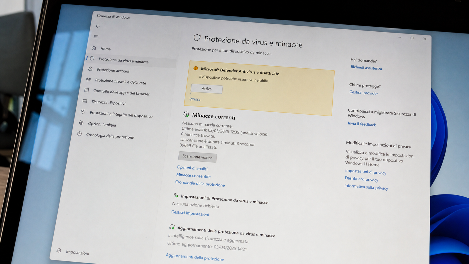 Microst Defender Microsoft Defender segnala falsi allarmi, ma l'antivirus resta attivo ...