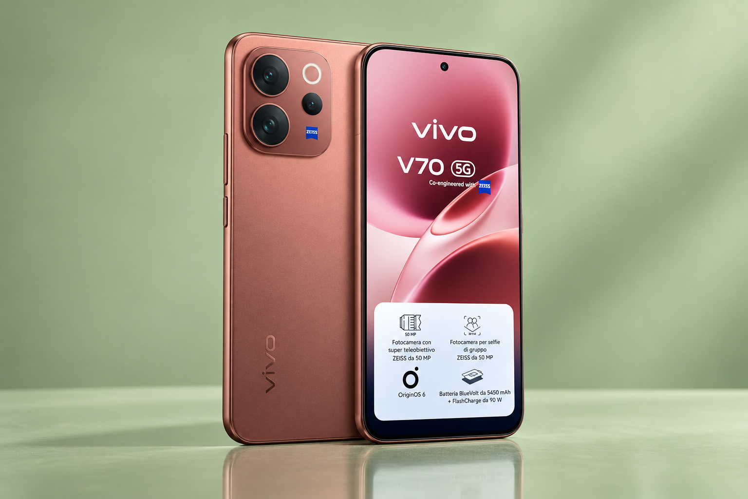 Smartphone 5G con zoom 3x, vivo V70 a 461,60€ è da prendere al volo