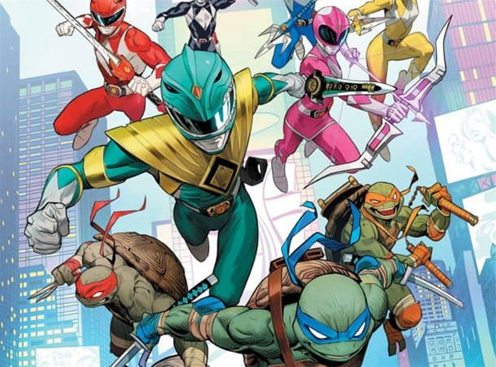 Immagine di Tartarughe Ninja e Power Rangers insieme in un crossover a fumetti!