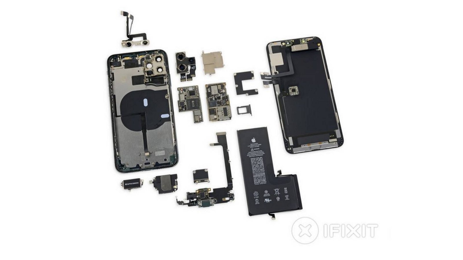 Immagine di iPhone 11 Pro Max smontato da iFixit: riparabilità sufficiente
