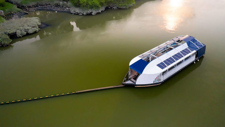 Immagine di The Ocean Cleanup Interceptor, una barca mangia plastica contro l'inquinamento degli oceani