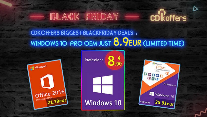 Immagine di Windows 10 Pro sotto i 9 euro e sconti fino al 28% su Office 2019 con CDKoffers per il Black Friday