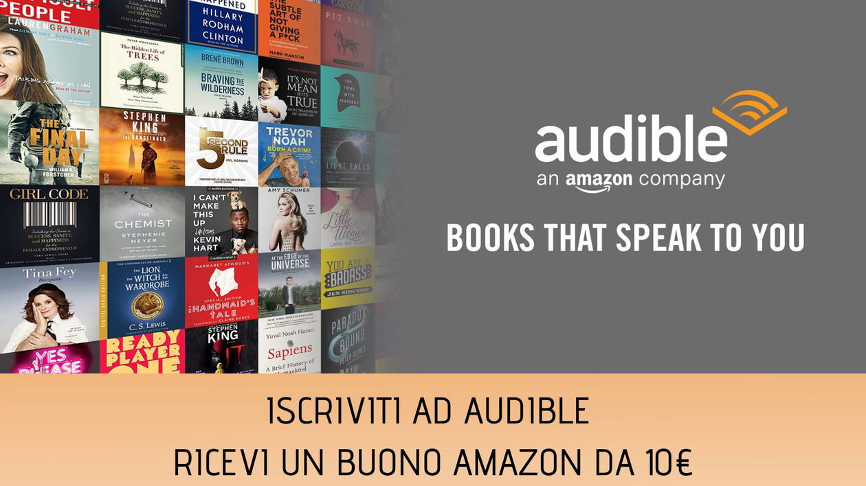 Immagine di Audible in sconto del 20% e buono sconto da 10€ per Amazon: ecco come fare