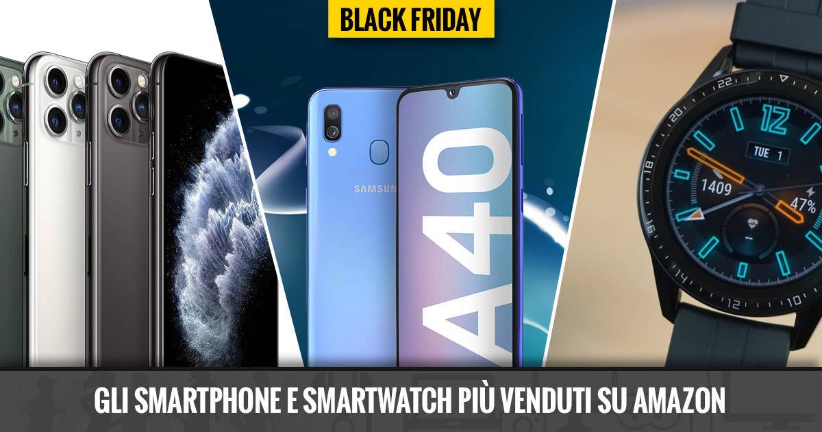 Immagine di Black Friday 2019, smartphone e smartwatch più venduti su Amazon