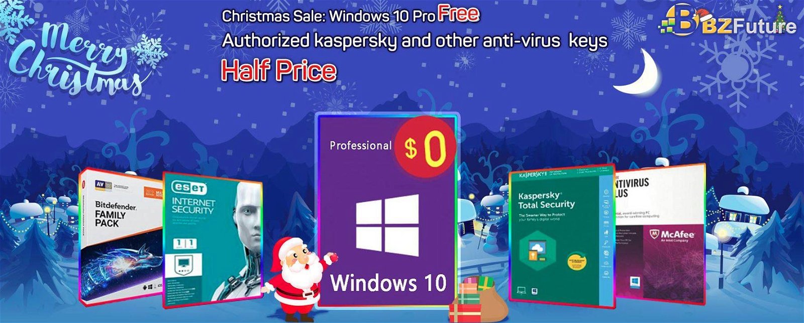 Immagine di BZfuture Xmas Sale: Windows 10 Pro OEM gratuito e licenze autorizzate di antivirus a metà prezzo