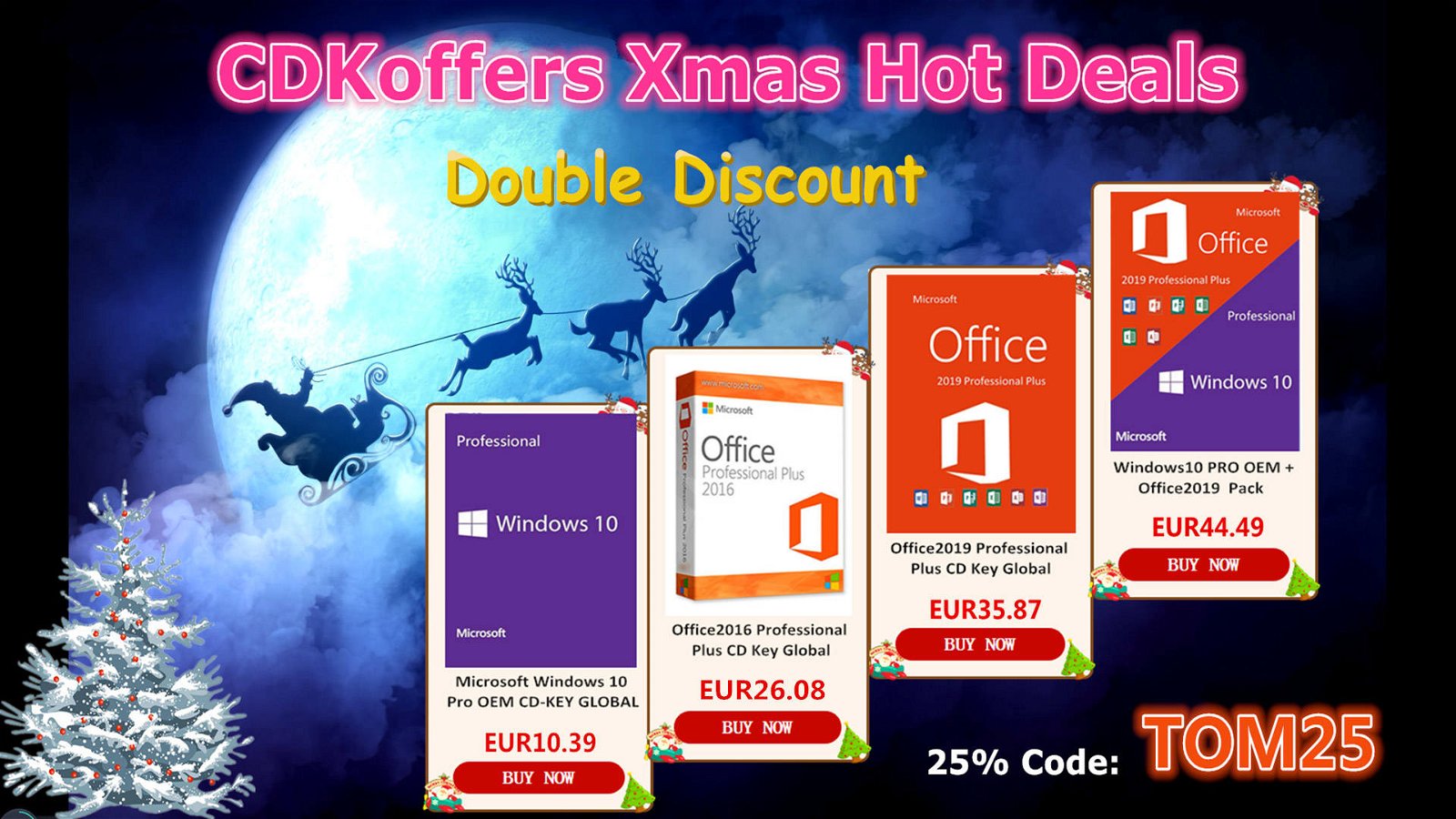 Immagine di È Natale su CDKoffers, doppio sconto su licenze Windows e Office 2019 a soli 35,87 euro
