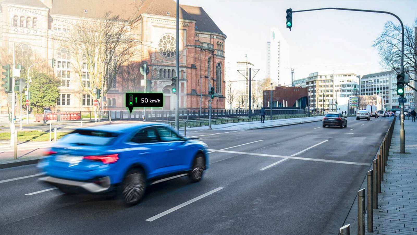 Immagine di Audi, interazione delle auto con i semafori per ridurre la congestione del traffico