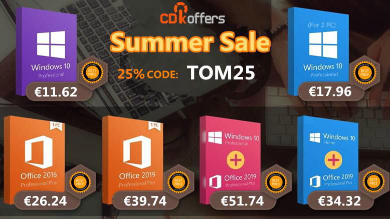 Immagine di Windows 10 pro + Office 2016 Professional Plus a soli 34,32 euro su CDKoffers