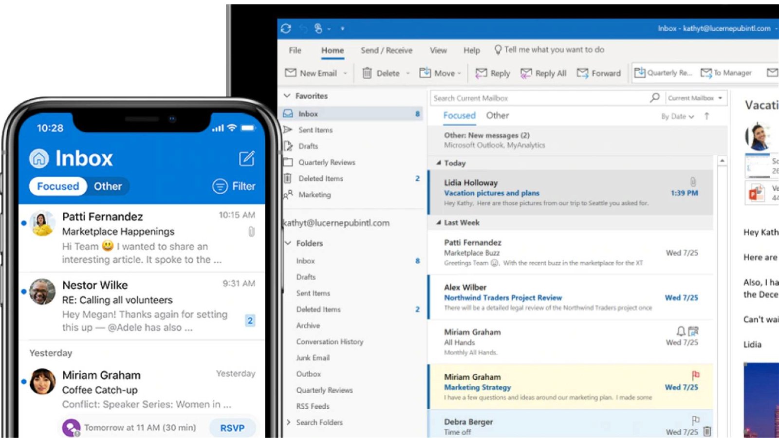 Immagine di Outlook come Gmail, in arrivo i suggerimenti di testo e gli invii programmati