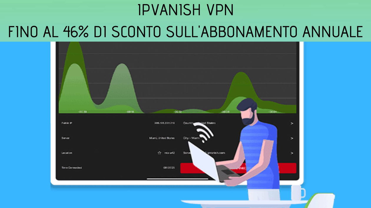 Immagine di Fino al 46% di sconto sugli abbonamenti IPVanish VPN
