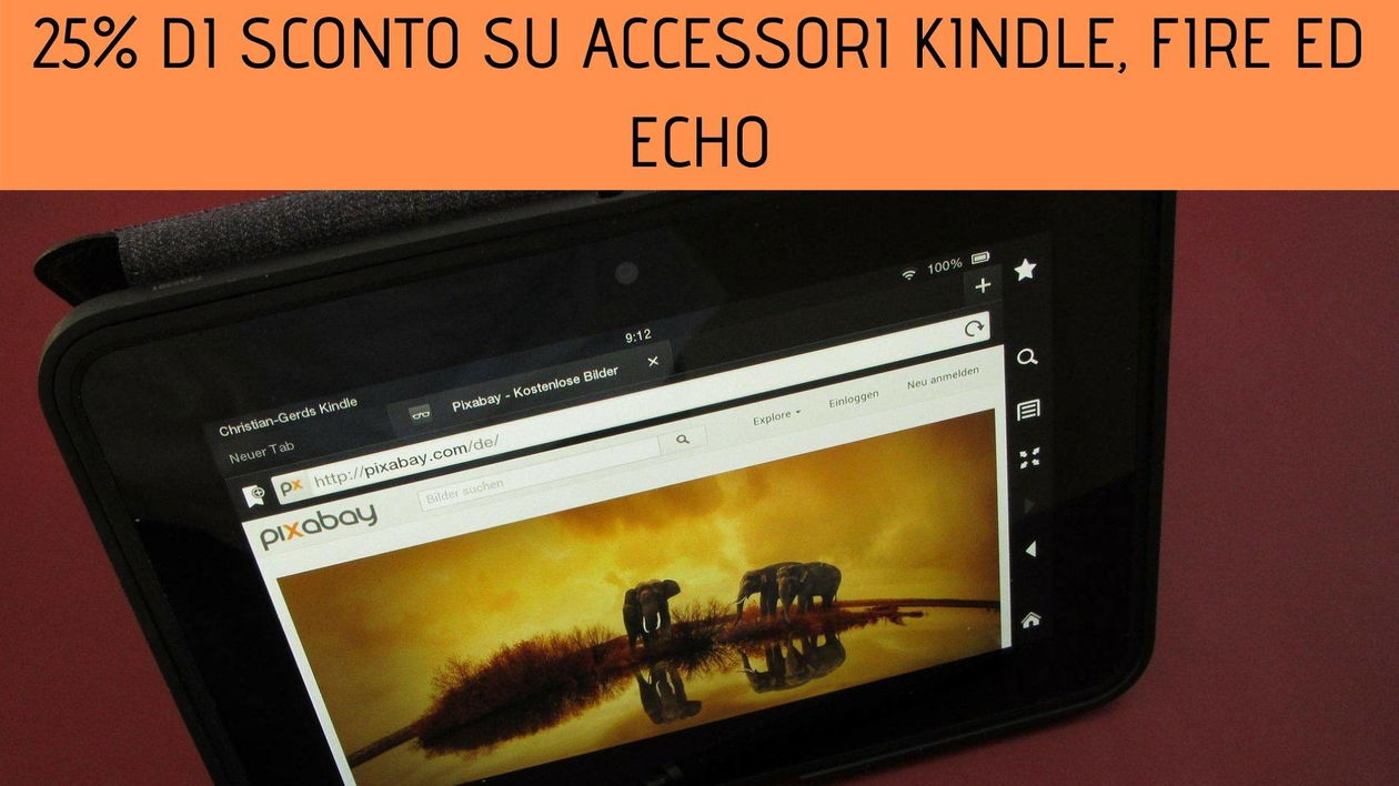 Immagine di 25% di sconto su accessori Kindle, Fire ed Echo, scopri il codice sconto