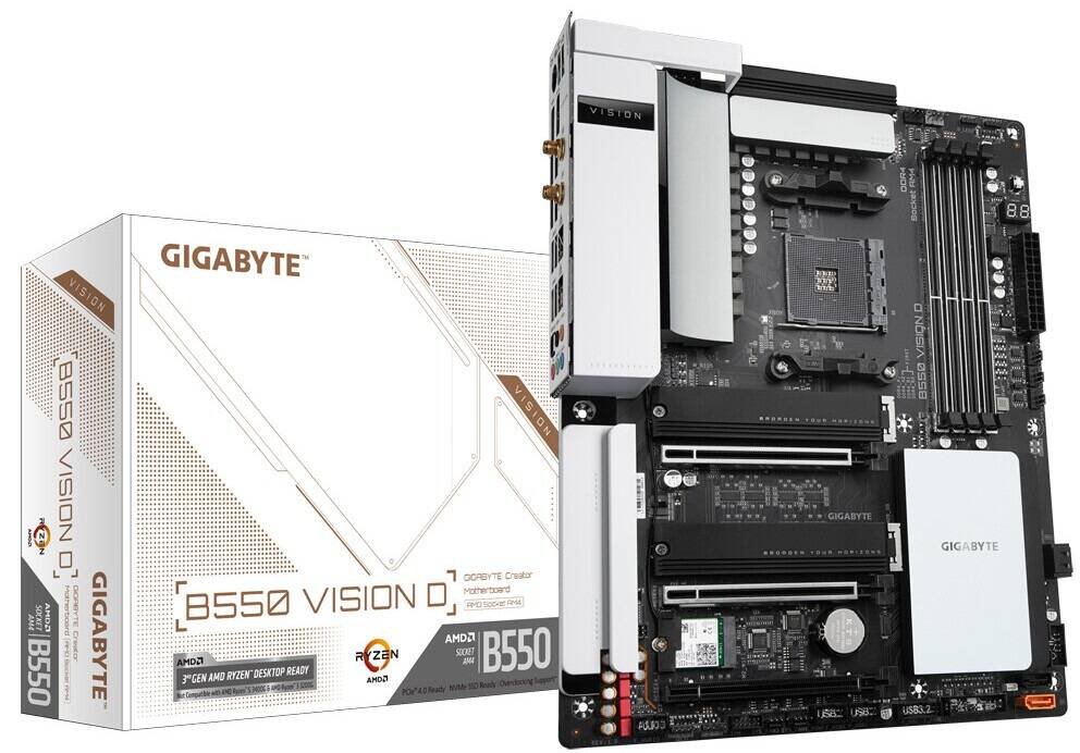 Immagine di Gigabyte B550 VISION D ufficiale, certificazione Thunderbolt 3 e doppio ethernet Gigabit