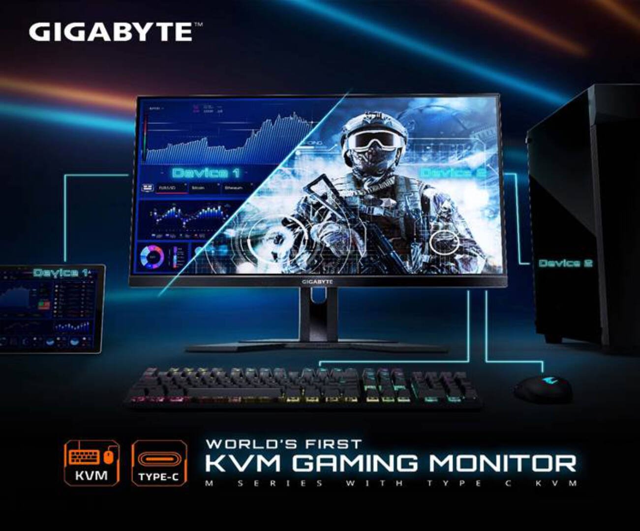 Immagine di Gigabyte M27F e M27Q, i nuovi monitor da gaming con KVM incorporato