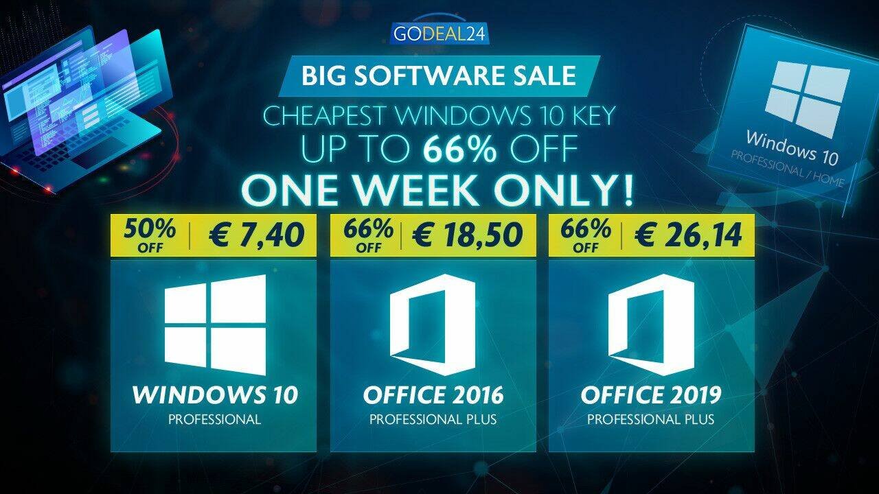 Immagine di Windows 10 a soli 7€, Office a soli 18€, tutte le offerte Microsoft su GoDeal24.com