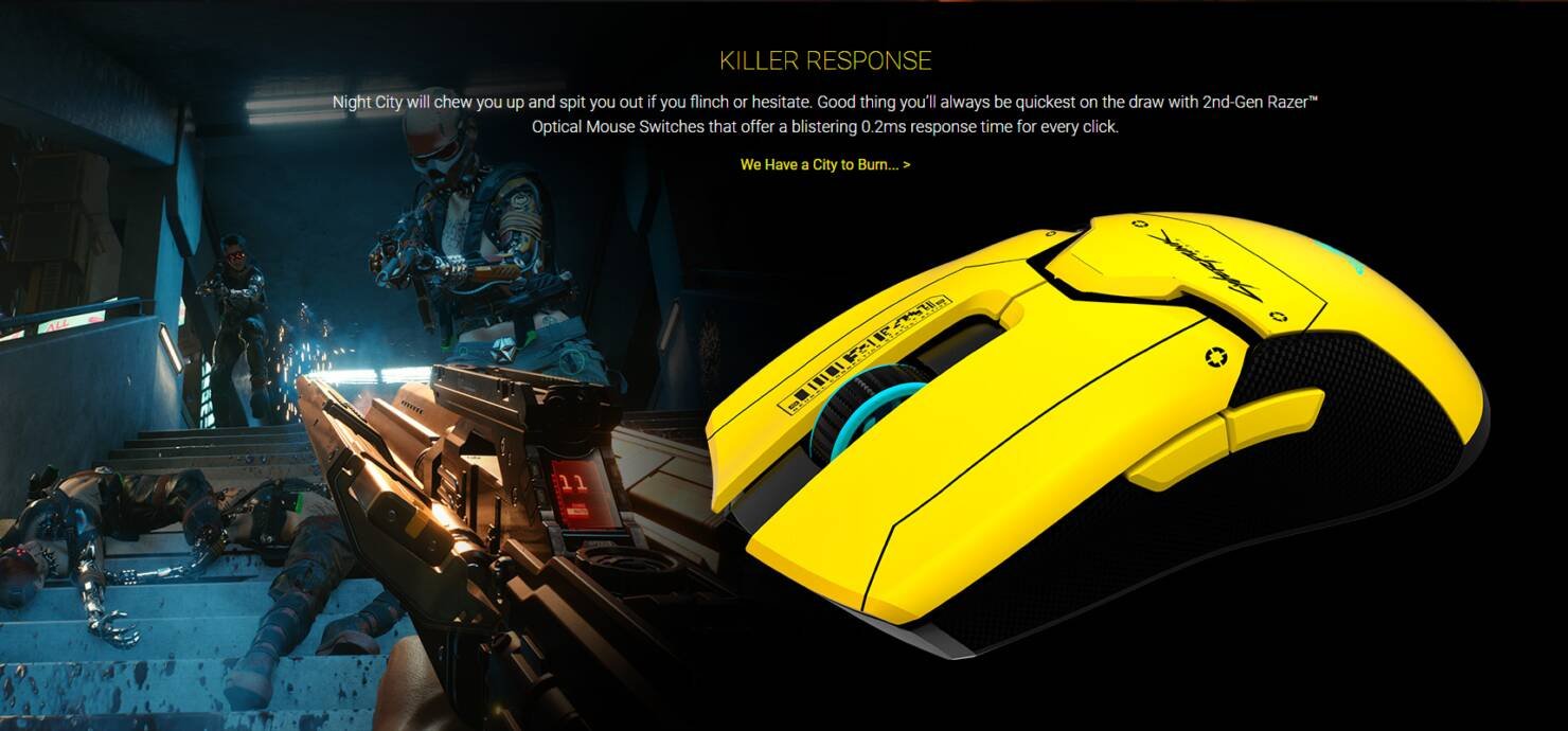 Immagine di Razer Viper Ultimate Cyberpunk 2077 Edition, il mouse perfetto per Night City