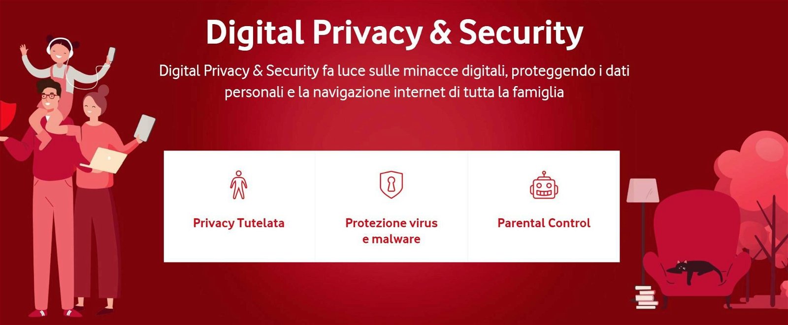 Immagine di Vodafone Digital Privacy &amp; Security, per la protezione di tutta la famiglia