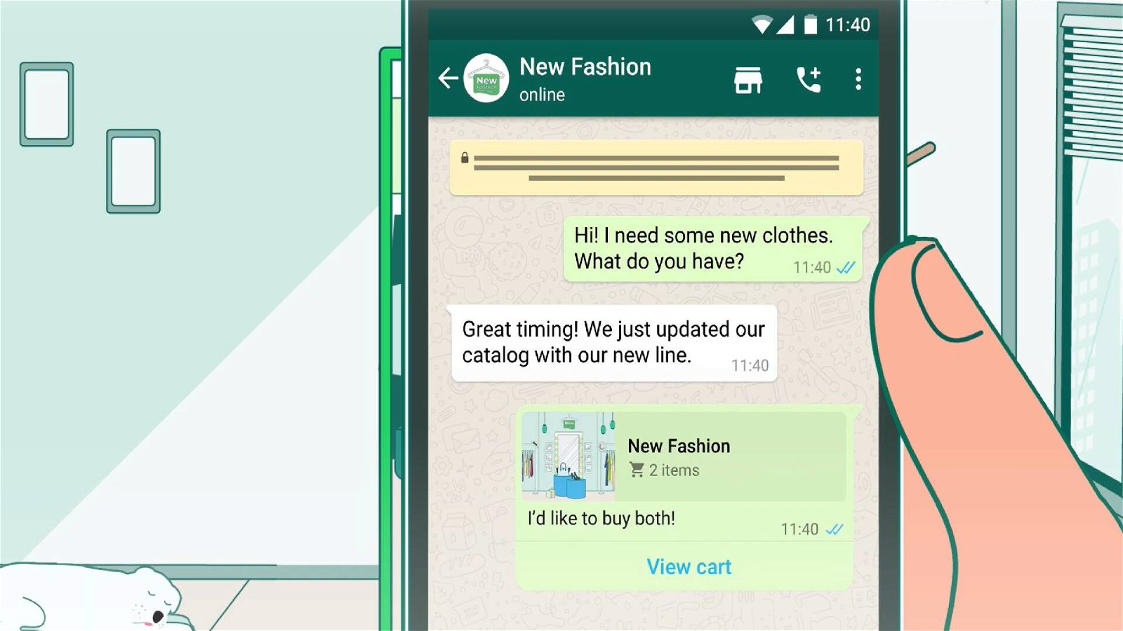 Immagine di WhatsApp: ora possibile ordinare prodotti direttamente dall'App