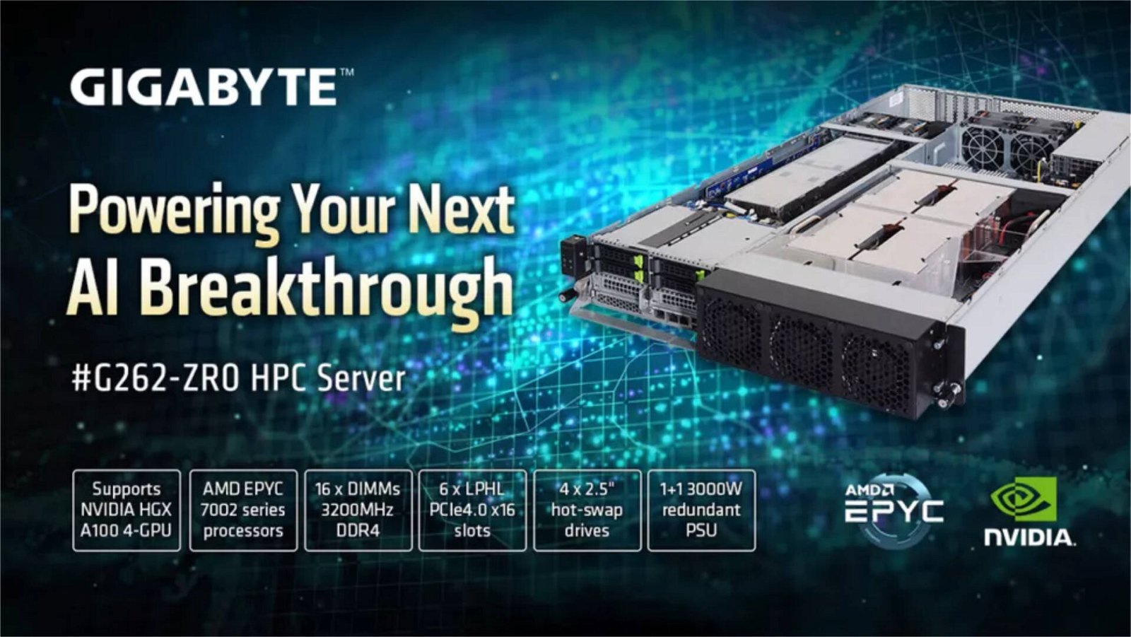 Immagine di Gigabyte, ecco il suo nuovo server con AMD EPYC e NVIDIA A100