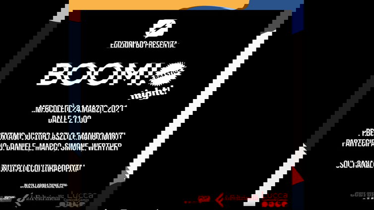 Immagine di Gli annunci Edizioni BD durante la BOOM! Bastic Night