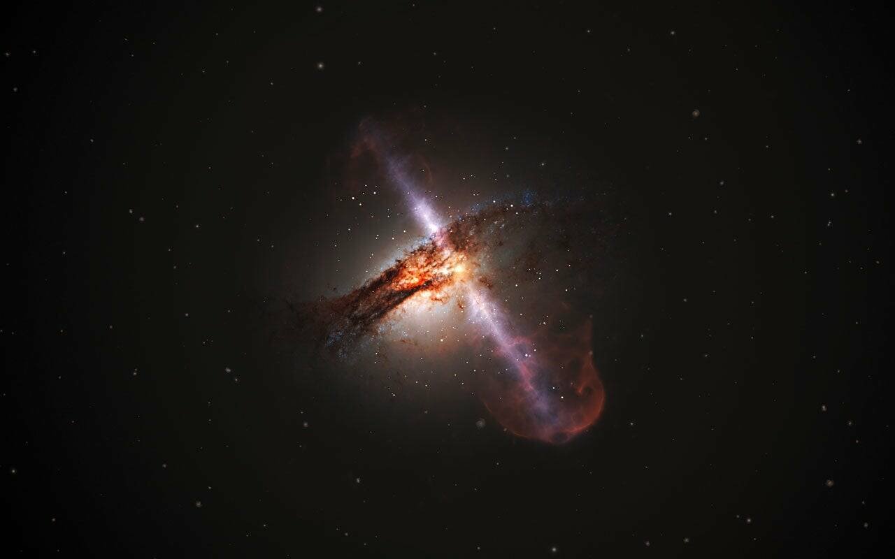Immagine di Event Horizon fotografa il lancio di materiale cosmico dal centro della galassia Centaurus A