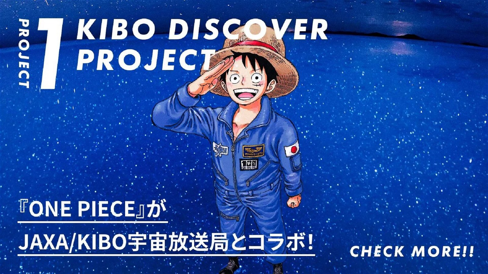 Immagine di One Piece nello spazio con l'agenzia spaziale giapponese