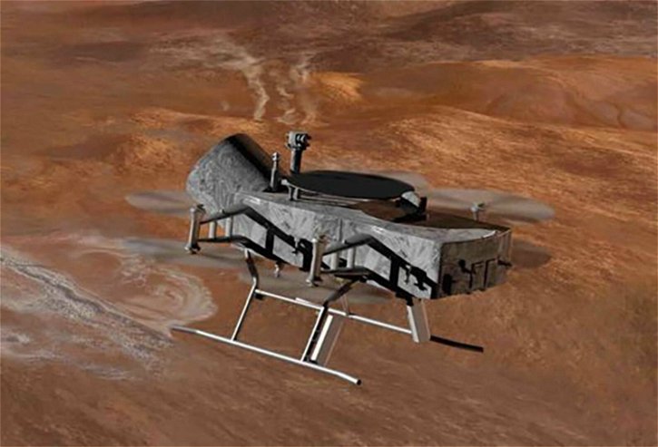 Immagine di Dragonfly, un drone in cerca di tracce di vita nei cieli di Titano