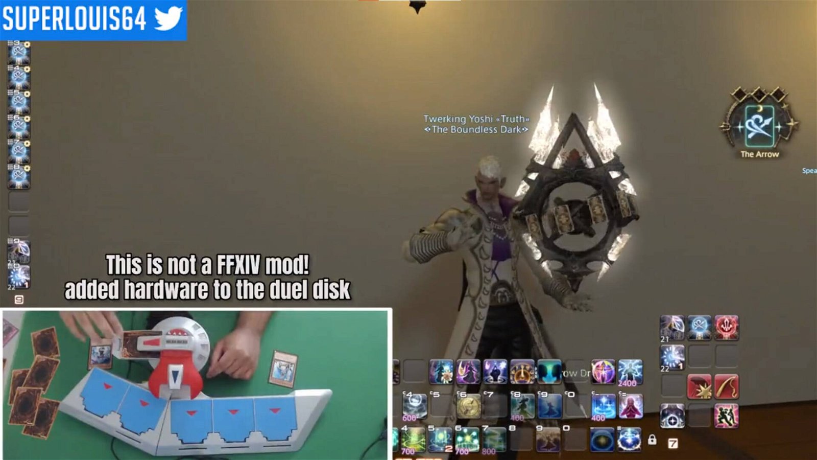 Immagine di Final Fantasy 14: uno streamer usa il Duel Disk di Yu-Gi-Oh! come controller
