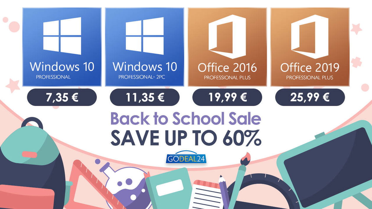 Immagine di Windows 10 a 7 euro col Back To School di Godeal24