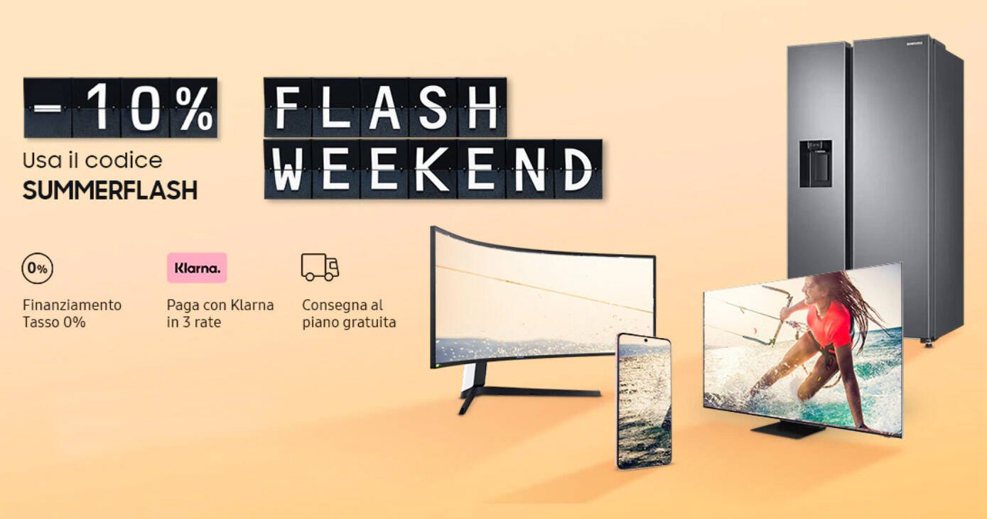 Immagine di Samsung Flash Weekend, extra sconto del 10% fino al 9 agosto!