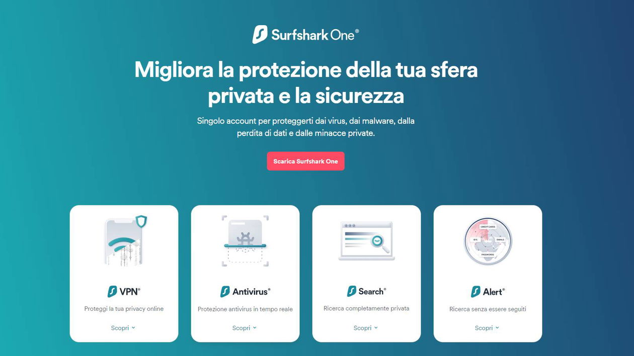 Immagine di Surfshark VPN e antivirus insieme in un'offerta imperdibile