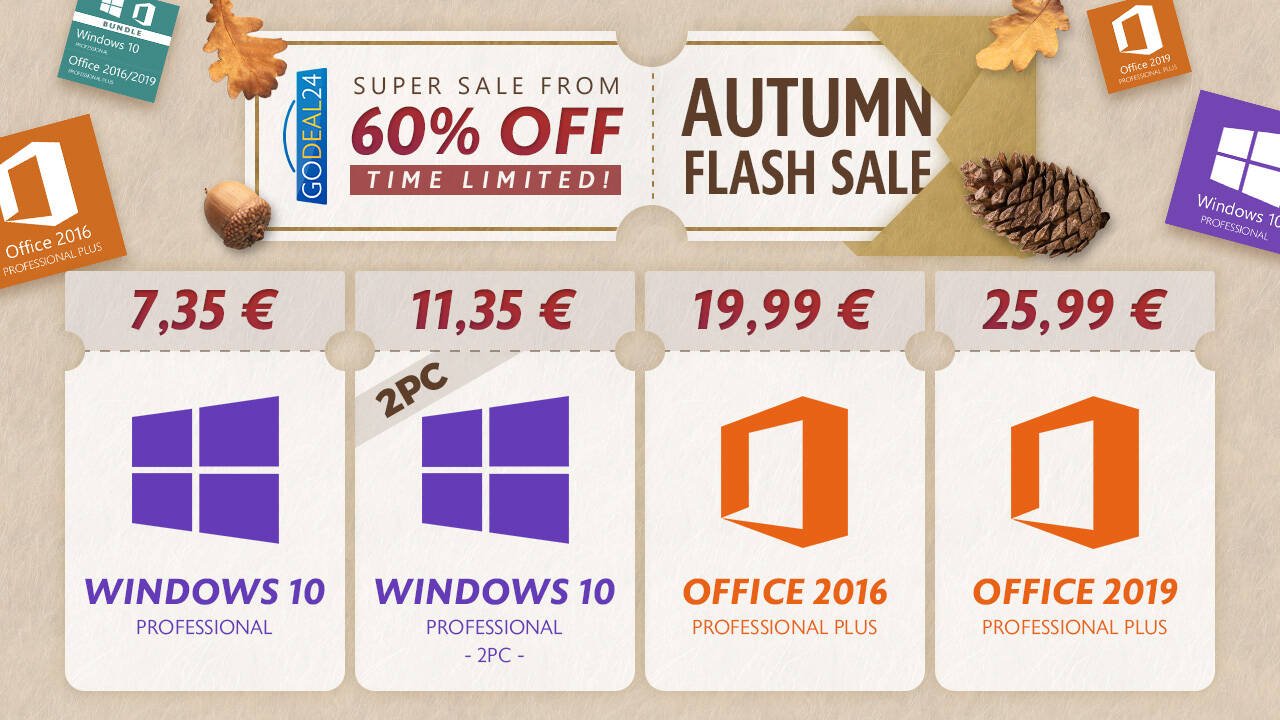 Immagine di Windows 10 a 7,35€ per i saldi di autunno su GoDeal24