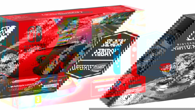 Immagine di Nintendo Switch Bundle Deluxe con Mario Kart 8 e 3 mesi di abbonamento Switch Online a meno di 300 euro!