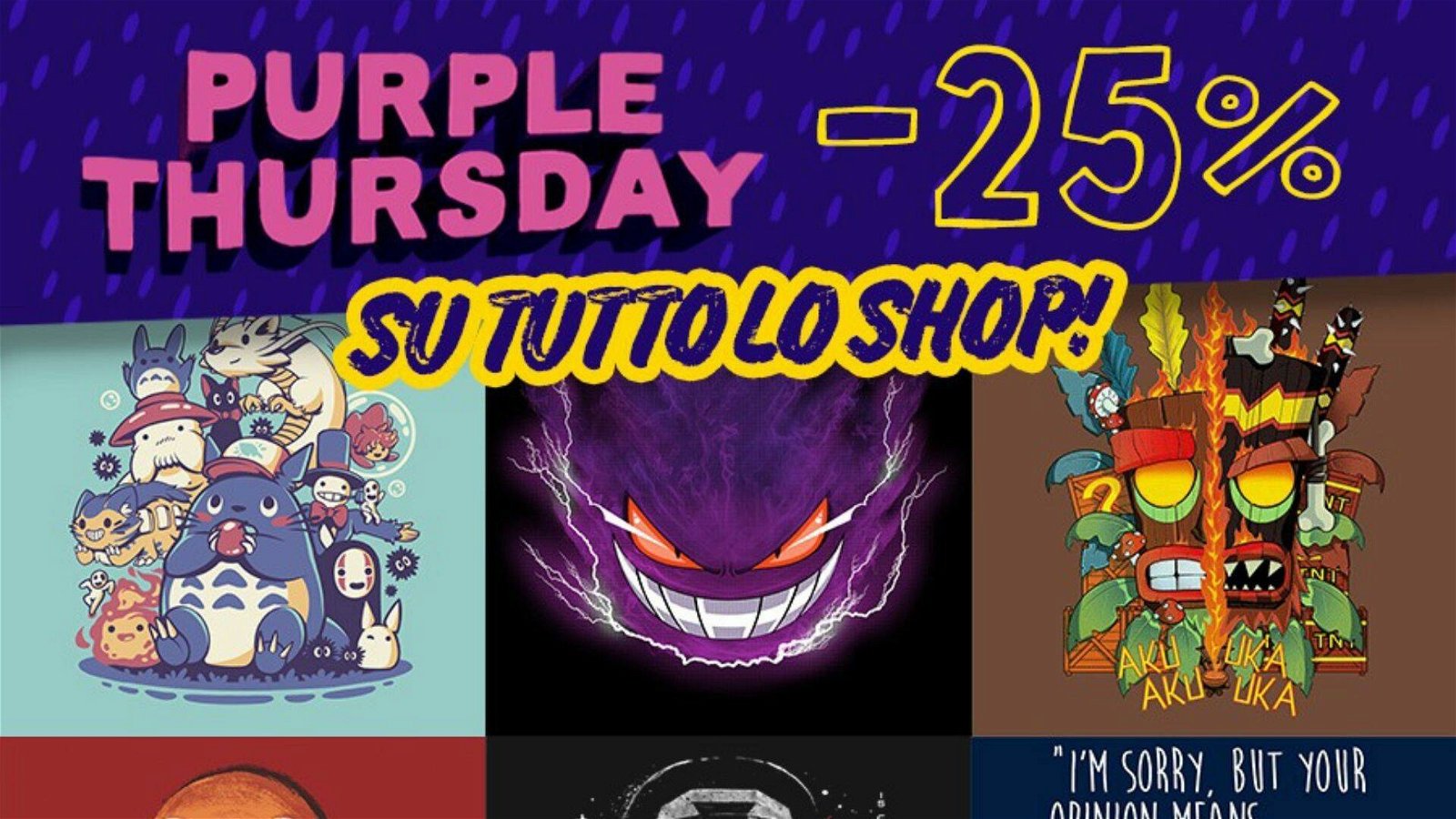 Immagine di Magliette geek al 25% di sconto solo oggi per il TeeTee Purple Thursday