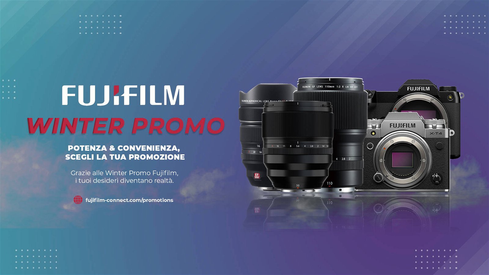 Immagine di Fujifilm: risparmia fino a 500€ su fotocamere e obiettivi con le Winter Promo!