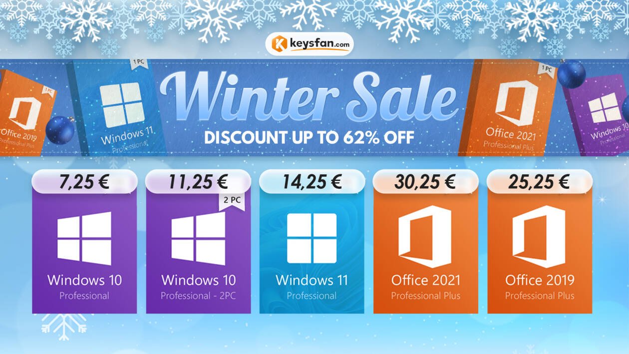 Immagine di Saldi invernali su Keysfan: licenza Windows da 7,25 euro