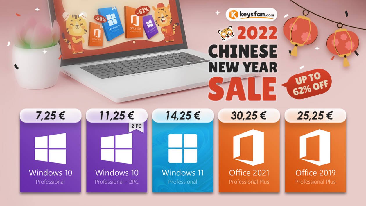Immagine di Windows a soli 7€, Office 2021 a 30€ su Keysfan per il Capodanno Cinese
