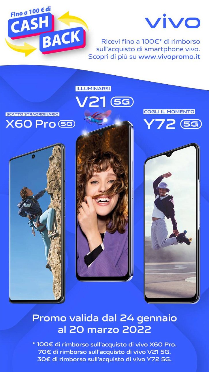 Immagine di Vivo, fino a 100 euro di rimborso se acquisti uno di questi smartphone