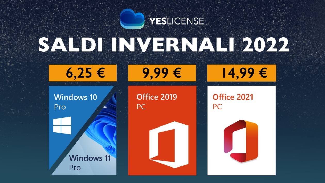 Immagine di Windows 11 Pro da 6,25€ e Office da 9,99€ grazie alle incredibili offerte di Yeslicense!