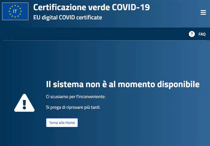 Immagine di Green pass, app e sito IO down: impossibile accedere alla certificazione