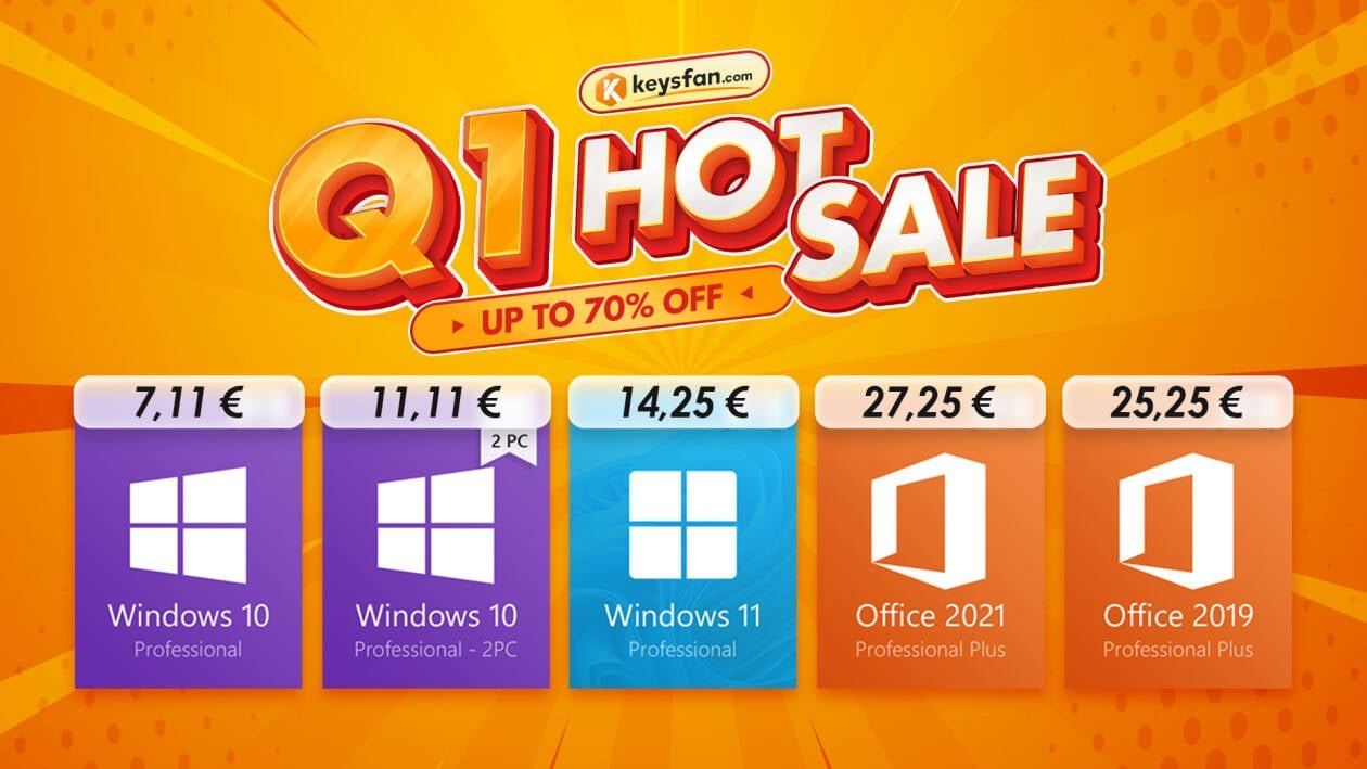 Immagine di Sconti infuocati su Keysfan: Windows da 7,25€ e offerte fino al 62% su altri software Microsoft