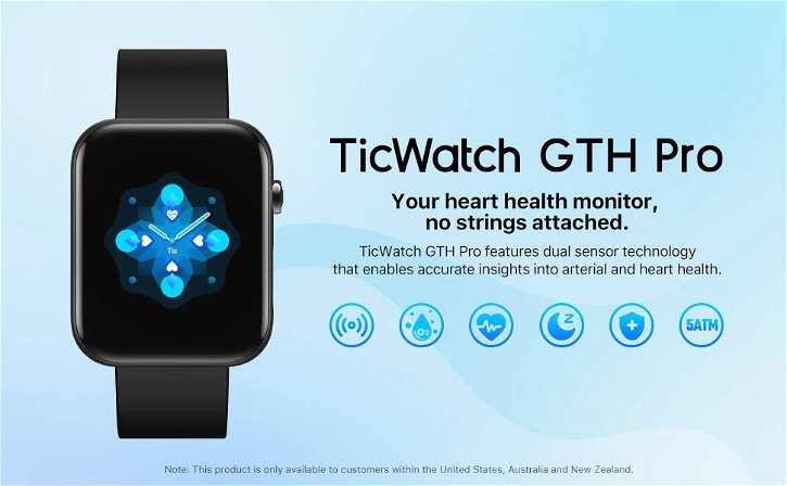 Immagine di TicWatch GTH Pro è lo smartwatch che misura l'età delle tue arterie